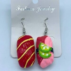 Unbranded NEW red,pink and white sushi earrings